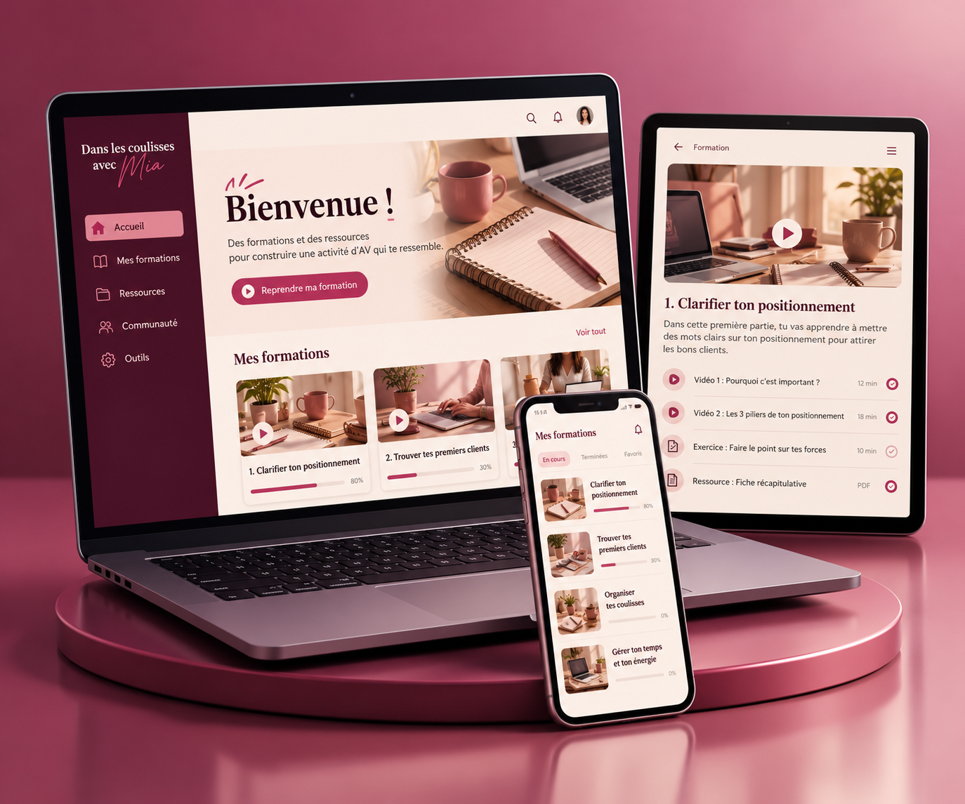 Plateforme de mini-formations sur ordinateur, tablette et téléphone